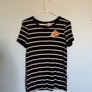 “I Love Pizza” Striped T-Shirt